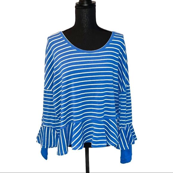 Free People round about town long sleeve tee in ocean blue size LG - Picture 2 of 5